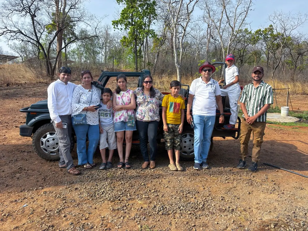 Family on a Gypsy safari in Kuno National Park with a naturalist guide