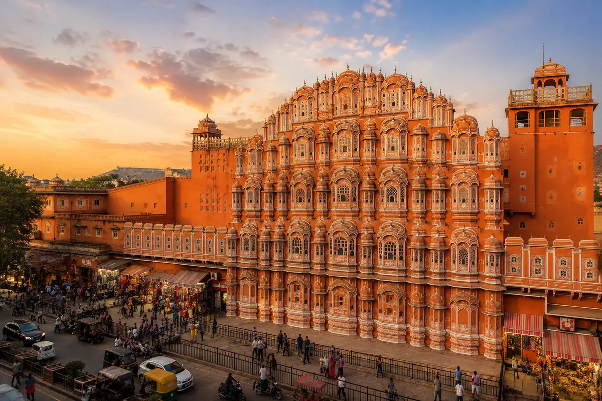 Hawa Mahal in Jaipur, 290 km from Kuno National Park